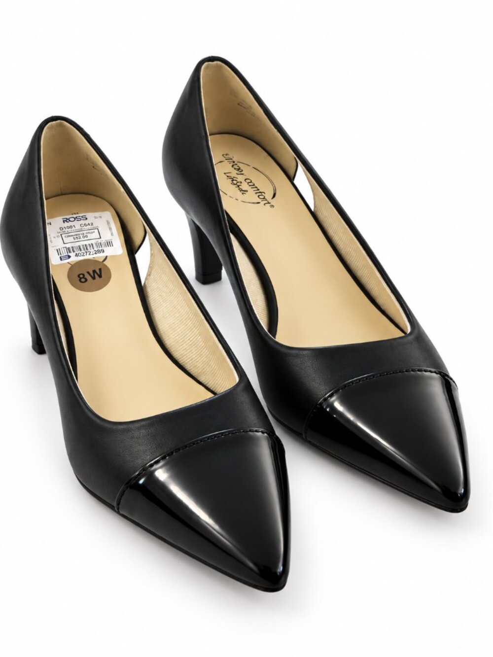 Black Pointed Toe Pumps Size 8 Patent Toe Classic Dress Heels